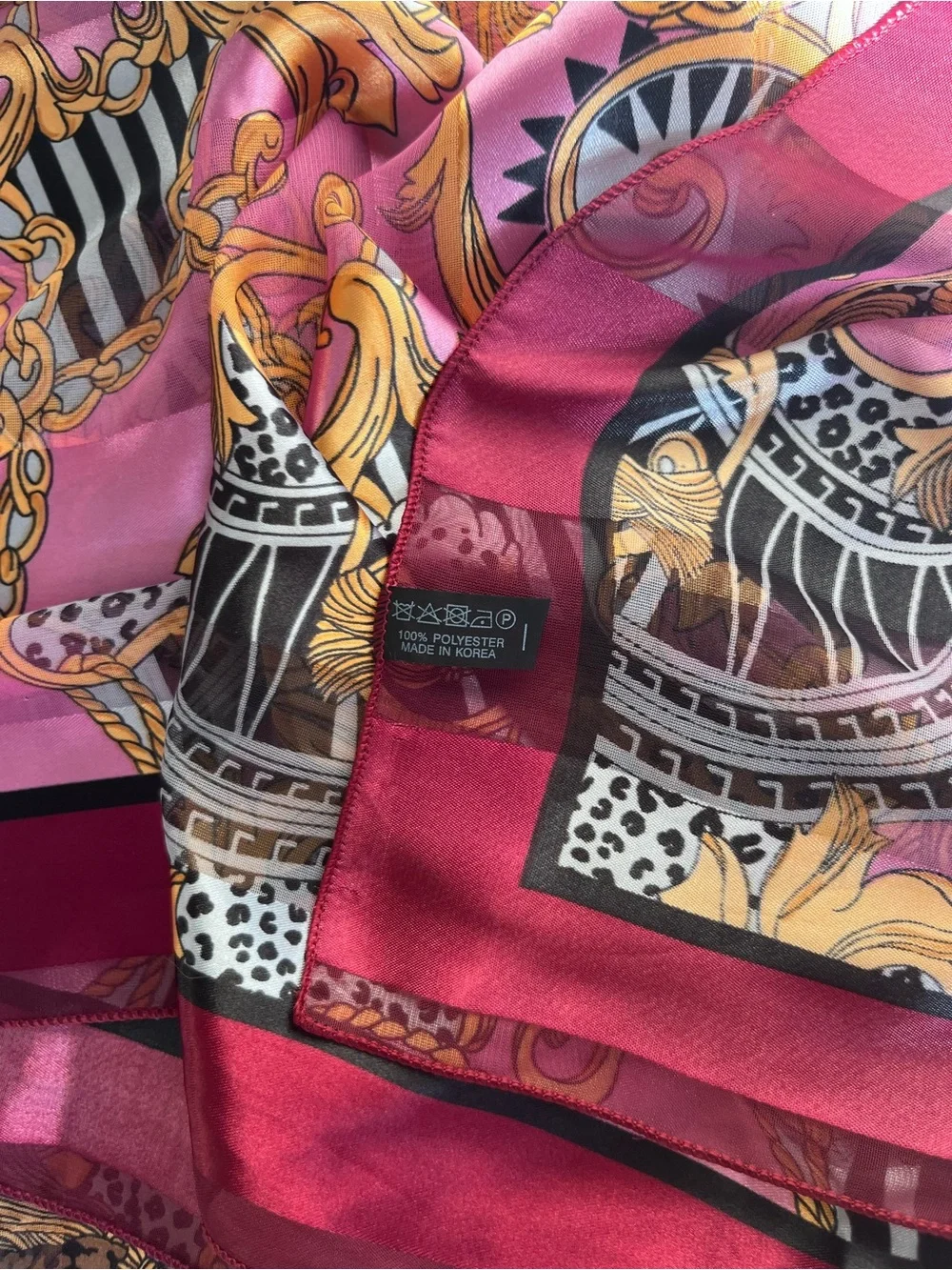 Silk-Feel Leopard Scarf in Plum and Gold 37.5 square